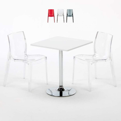 Set tavolo 70x70cm + 2 sedie colorate Kir Royale