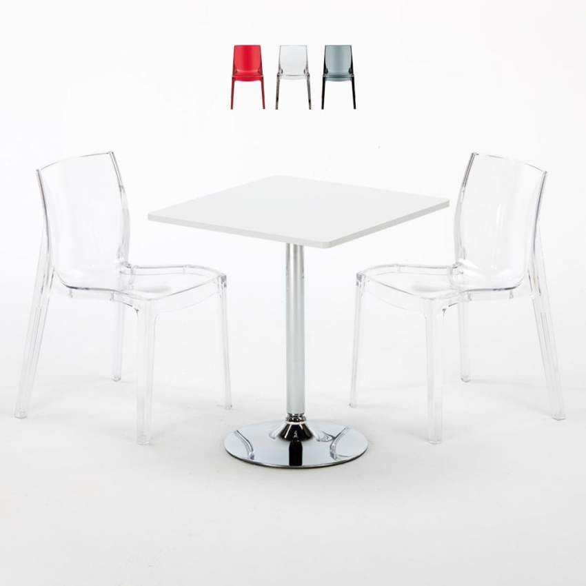 Set tavolo 70x70cm + 2 sedie colorate Kir Royale