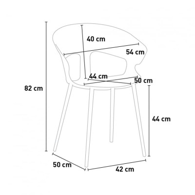 Set tavolo 80x80cm metallo + 4 sedie cucina Ramos Gin Fizz