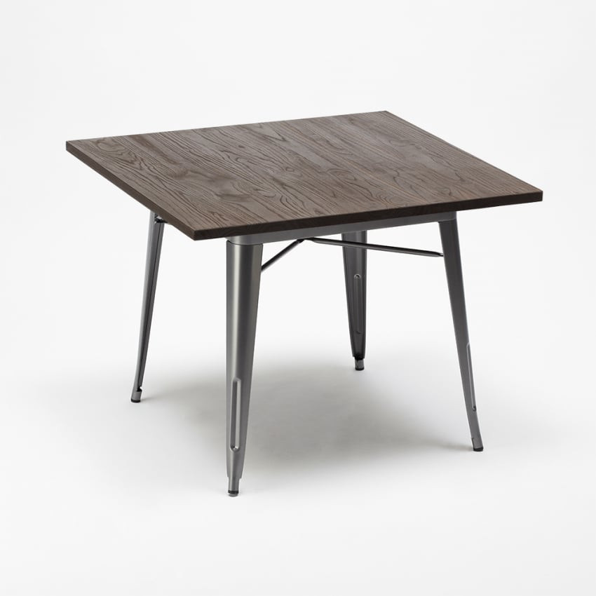 Set tavolo quadrato 80x80cm industriale + 4 sedie Cherry Bomb