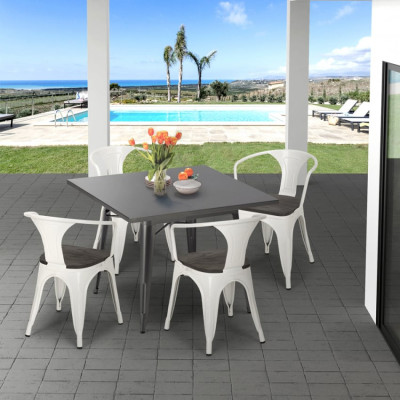 Set tavolo 80x80cm industriale + 4 sedie Pimm’s Punch