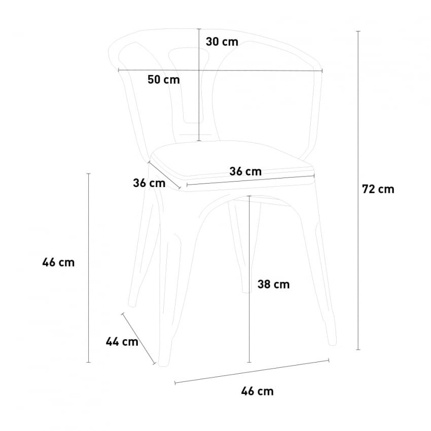 Set tavolo 80x80cm industriale + 4 sedie Pimm’s Punch