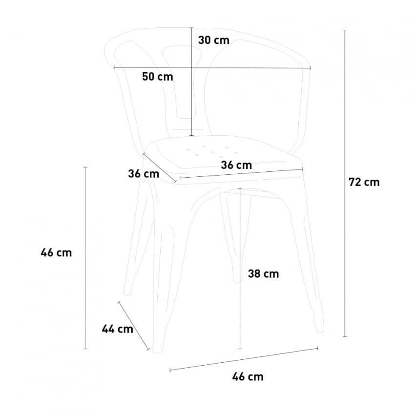 Set tavolo 80x80cm industriale + 4 sedie Cucumber Cooler