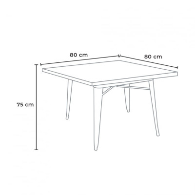 Set tavolo e 4 sedie quadrate metallo e legno Pear Mule