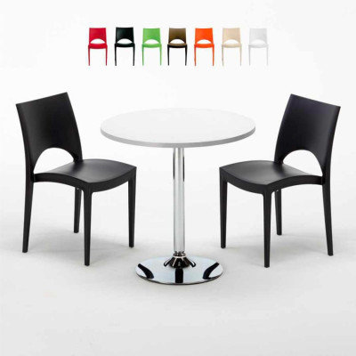 Set tavolo rotondo bianco 70x70cm + 2 sedie Peach Bellini