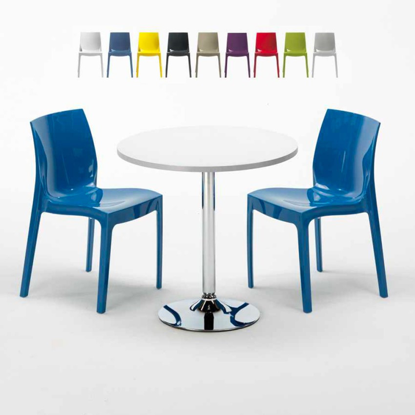 Set tavolo rotondo bianco 70x70cm + 2 sedie Cointreaupolitan