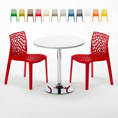 Set tavolo rotondo bianco 70x70cm + 2 sedie Caramel Apple Martini