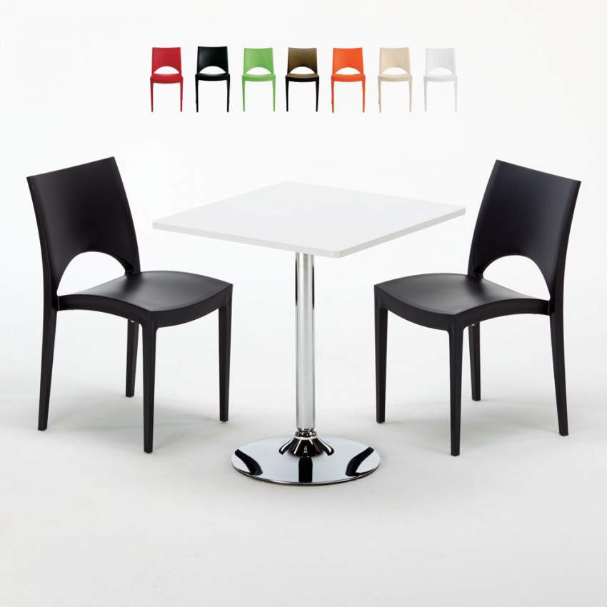 Set tavolo 70x70cm + 2 sedie colorate Raspberry Collins