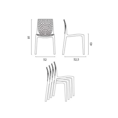 Set tavolo 70x70cm + 2 sedie interni Strawberry Daiquiri