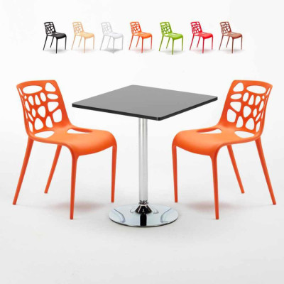 Set tavolo quadrato 70x70cm + 2 sedie bar Orange Crush