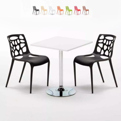 Set tavolo quadrato 70x70cm + 2 sedie caffè Rum Runner