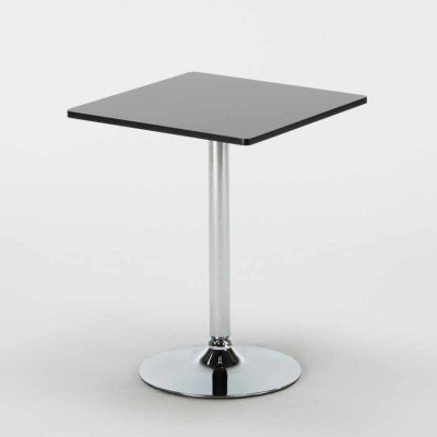 Set tavolo quadrato nero 70x70cm + 2 sedie Screwdriver