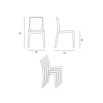 Set tavolo quadrato 90x90cm + 4 sedie bar Applejack