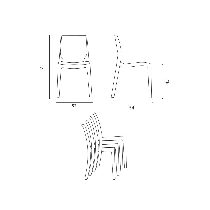 Set tavolo quadrato 90x90cm + 4 sedie bar Applejack
