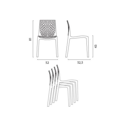 Set tavolo quadrato 90x90cm + 4 sedie cucina Tequila Slammer