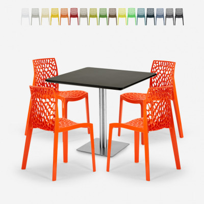Set tavolo quadrato 90x90cm + 4 sedie cucina Tequila Slammer