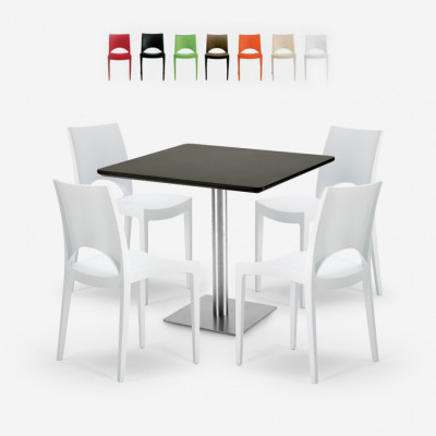 Set tavolo quadrato 90x90cm + 4 sedie polipropilene Limoncello Martini