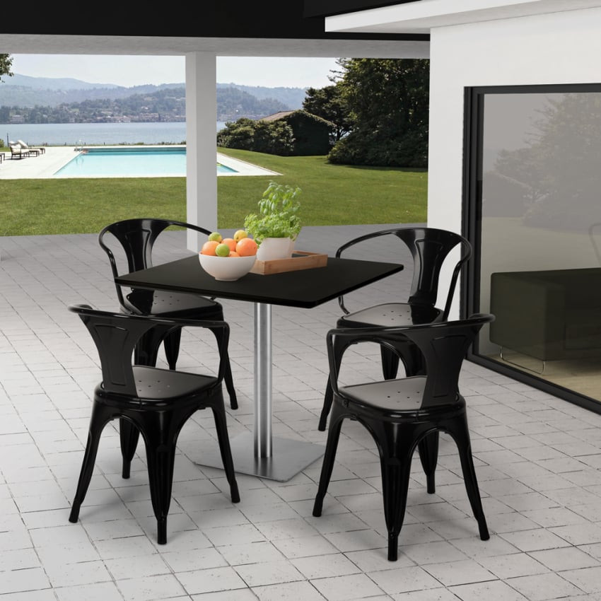 Set tavolo quadrato 90x90cm + 4 sedie ristorante Pineapple Martini