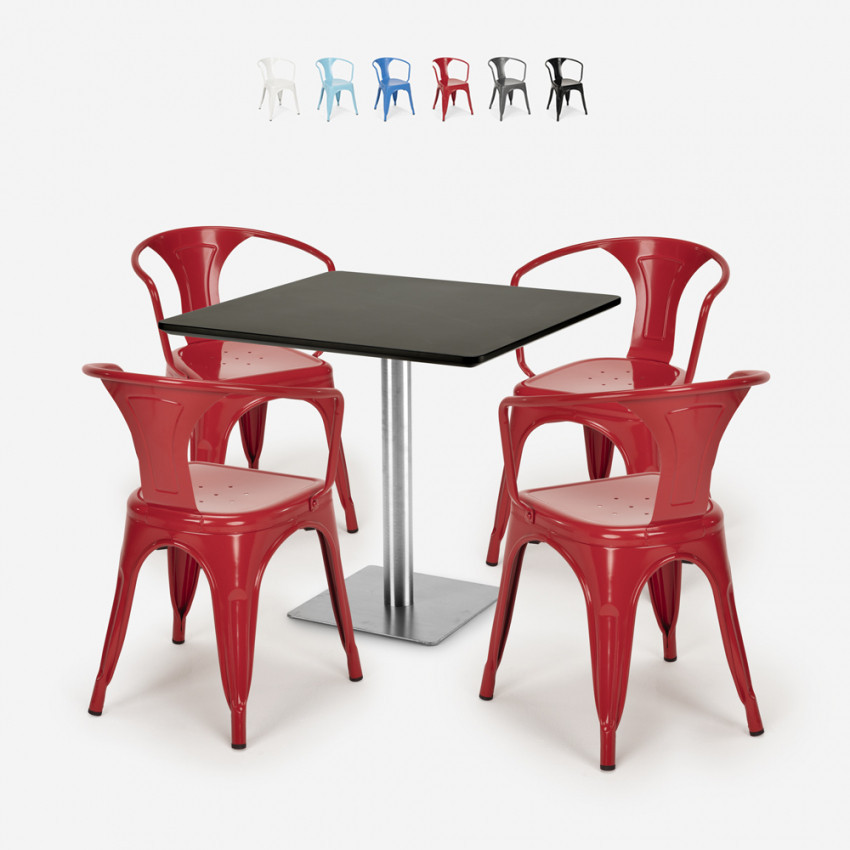 Set tavolo quadrato 90x90cm + 4 sedie ristorante Pineapple Martini