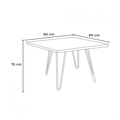 Set tavolo quadrato 80x80cm metallo e legno + 4 sedie Pear Martini