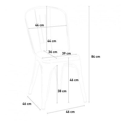 Set tavolo quadrato 80x80cm vintage + 4 sedie Ginger Mojito