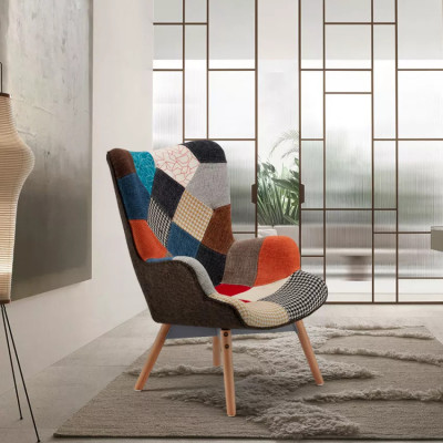 Poltrona patchwork in stile retrò Andromeda in legno robusto Andromeda