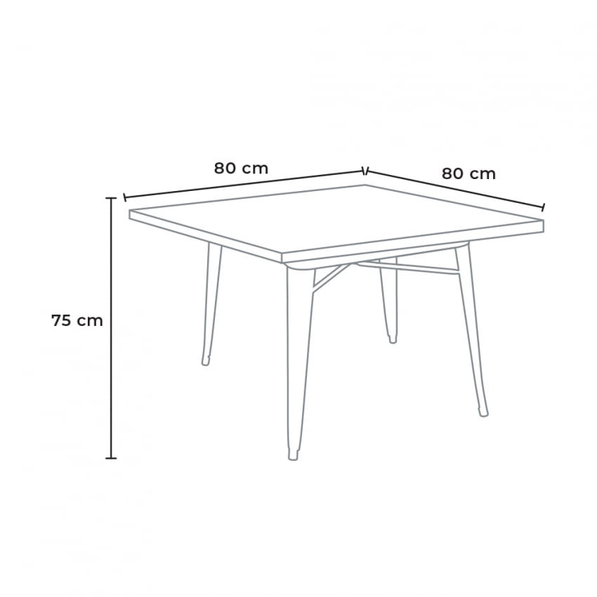 Set tavolo quadrato 80x80cm nero + 4 sedie bar Kiwi Mojito