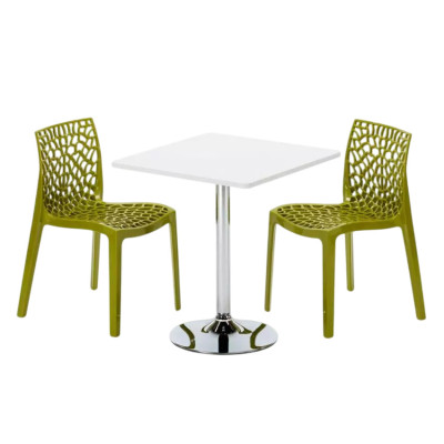 Set tavolo 70x70cm + 2 sedie colorate Cosmopolitan