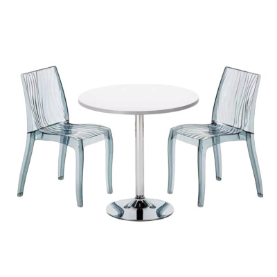 Set tavolo rotondo 70x70cm + 2 sedie trasparenti Caipiroska