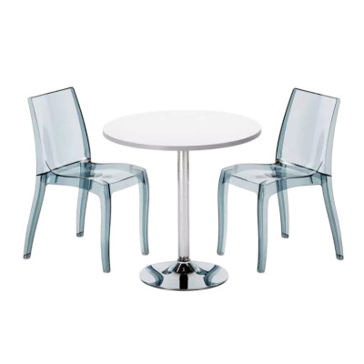 Set tavolo rotondo 70x70cm + 2 sedie colorate Gin Fizz