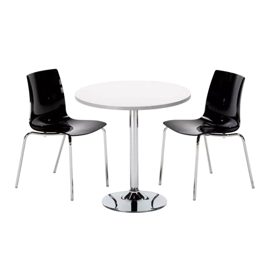 Set tavolo rotondo bianco 70x70cm + 2 sedie Tiki Punch