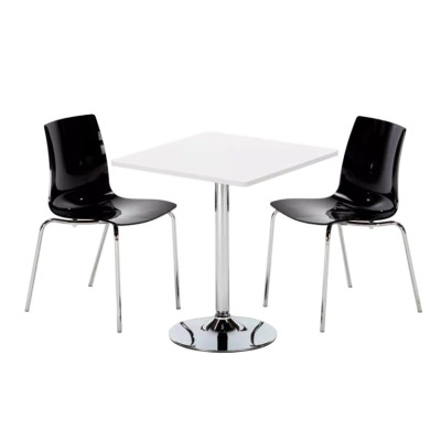 Set tavolo 70x70cm + 2 sedie trasparenti Hurricane