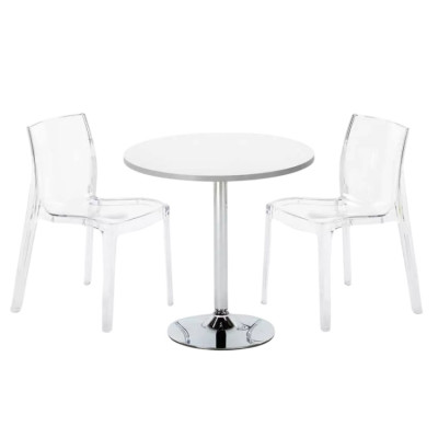 Set tavolo rotondo 70x70cm + 2 sedie colorate Sour Apple Martini