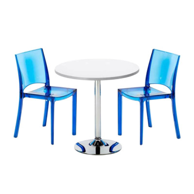 Set tavolo rotondo bianco 70x70cm + 2 sedie Mint Mojito