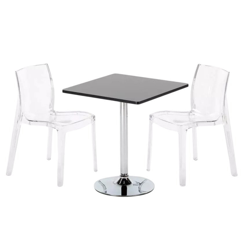 Set tavolo 70x70cm + 2 sedie per bar e caffè Shandy