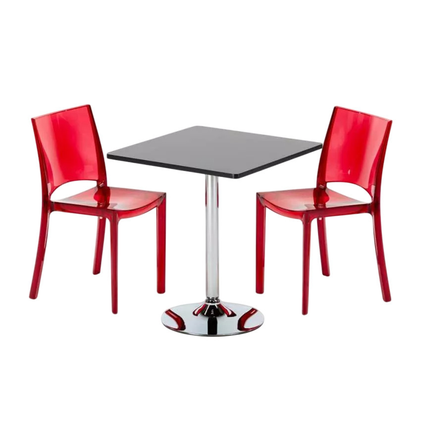 Set tavolo 70x70cm + 2 sedie colorate Pimm's Cup