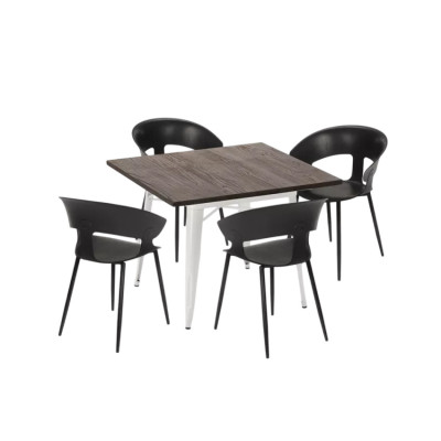 Set tavolo 80x80cm metallo + 4 sedie cucina Ramos Gin Fizz