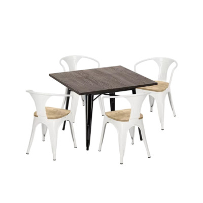 Set tavolo 80x80cm + 4 sedie bar top chiaro Pisco Sour