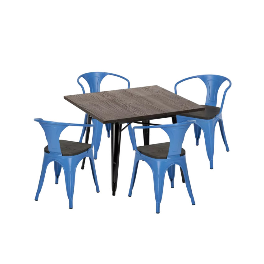Set tavolo 80x80cm industriale + 4 sedie Ginger Beer Mojito