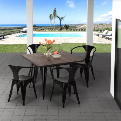 Set tavolo 80x80cm industriale + 4 sedie Hot Toddy