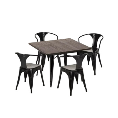 Set tavolo 80x80cm industriale + 4 sedie Hot Toddy