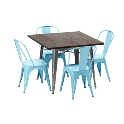 Set tavolo quadrato + 4 sedie metallo design Bahama Mama