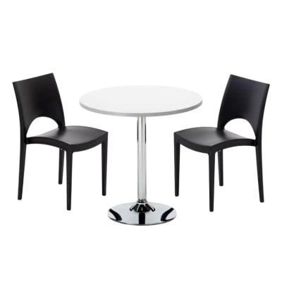 Set tavolo rotondo bianco 70x70cm + 2 sedie Peach Bellini