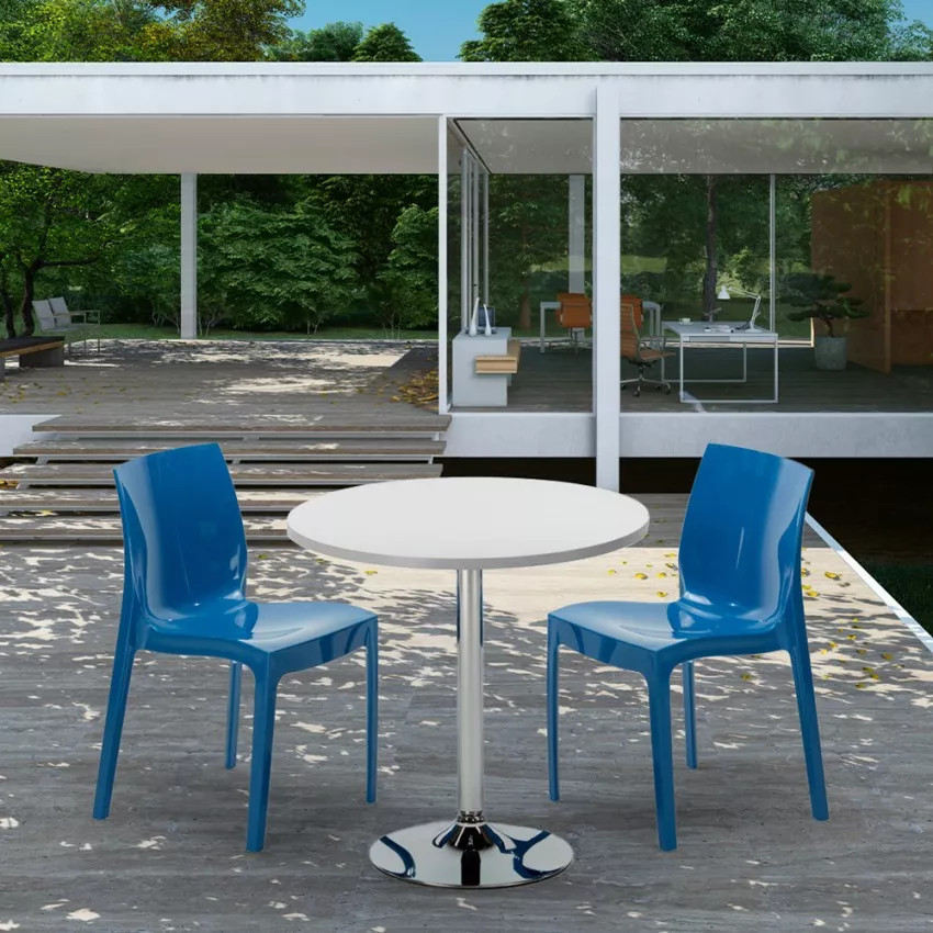 Set tavolo rotondo bianco 70x70cm + 2 sedie Cointreaupolitan