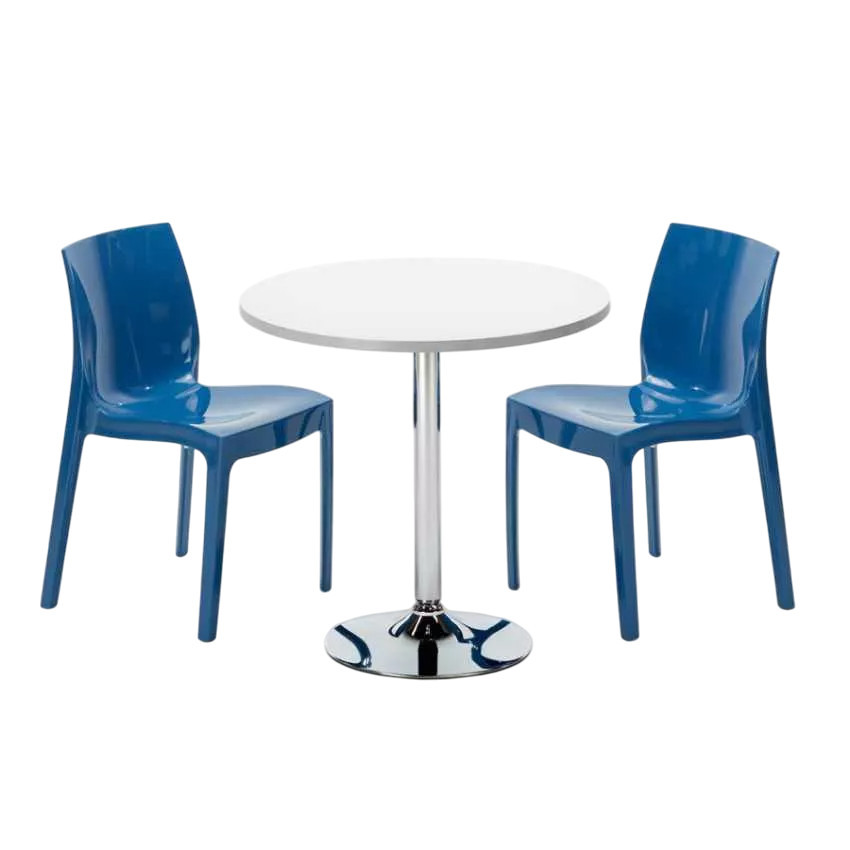 Set tavolo rotondo bianco 70x70cm + 2 sedie Cointreaupolitan