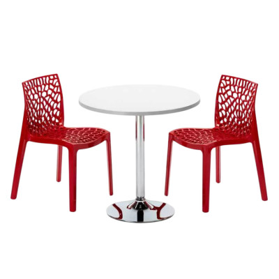 Set tavolo rotondo bianco 70x70cm + 2 sedie Caramel Apple Martini