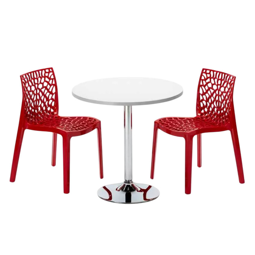 Set tavolo rotondo bianco 70x70cm + 2 sedie Caramel Apple Martini