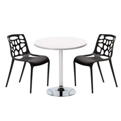 Set tavolo rotondo bianco 70x70cm + 2 sedie Brandy Alexander