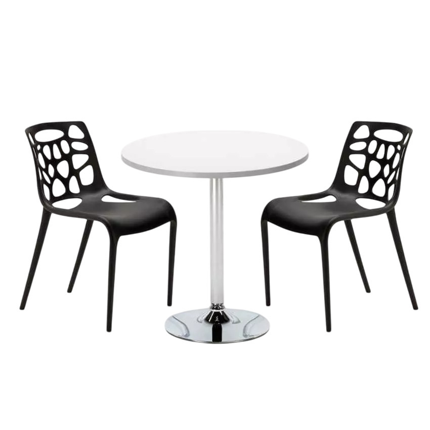 Set tavolo rotondo bianco 70x70cm + 2 sedie Brandy Alexander