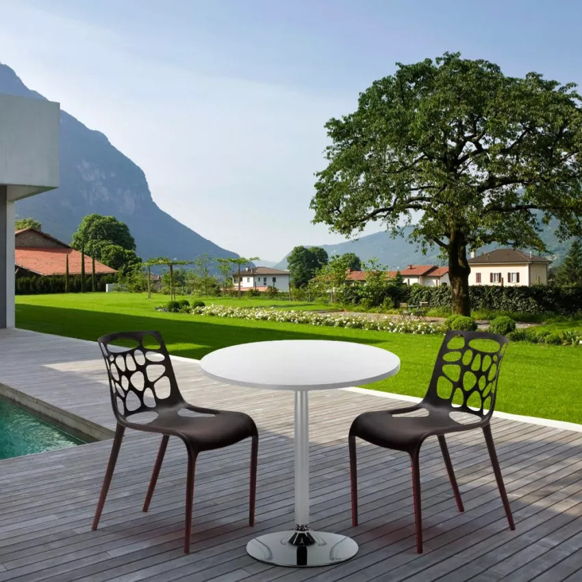 Set tavolo rotondo bianco 70x70cm + 2 sedie Brandy Alexander